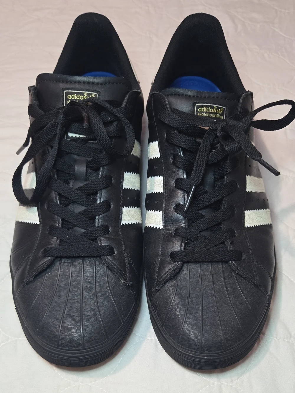 adidas Black Sneakers with White Three Stripes Mens Size 11
